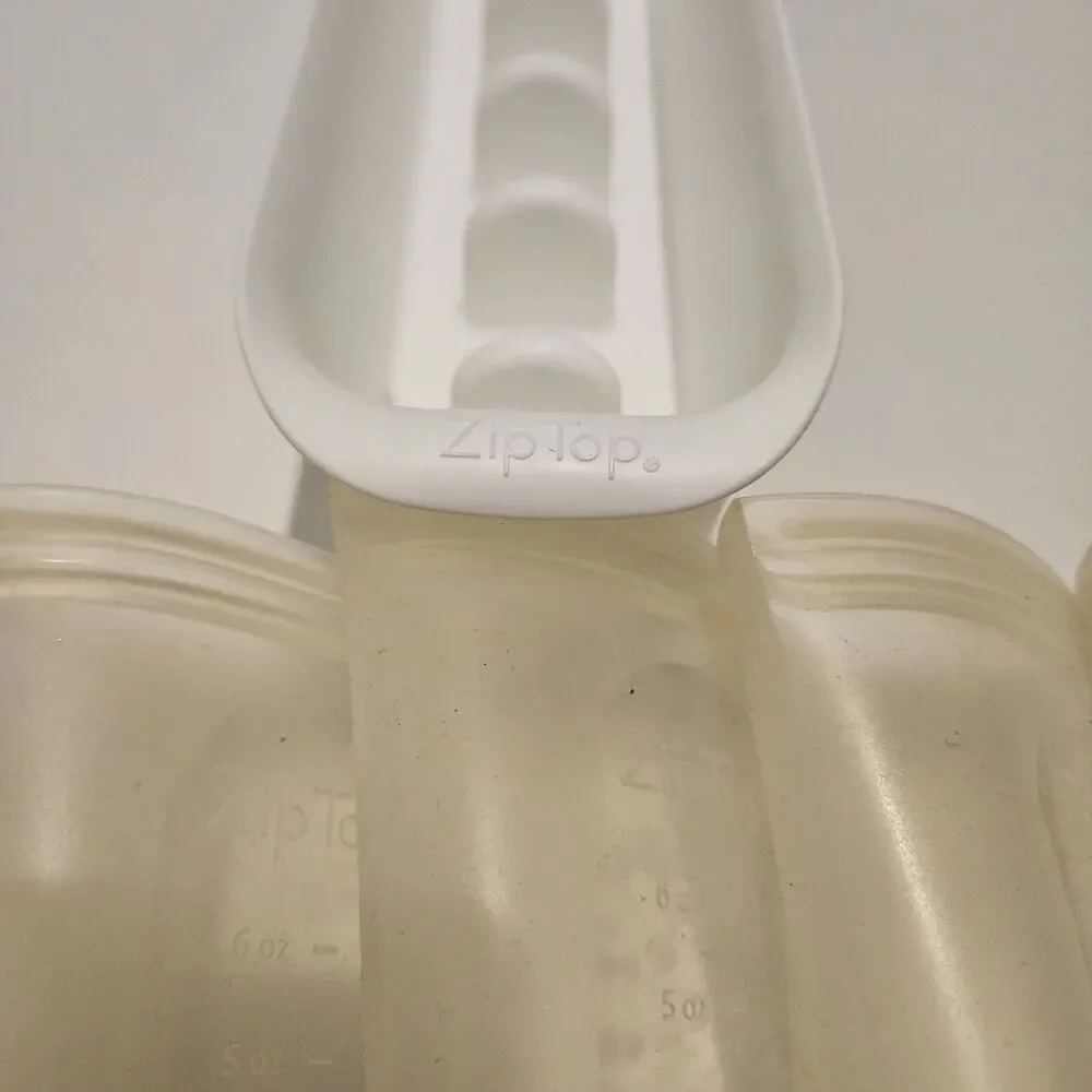Zip Top Reusable 100% Platinum Silicone Breast Milk Storage Bags Set Tray